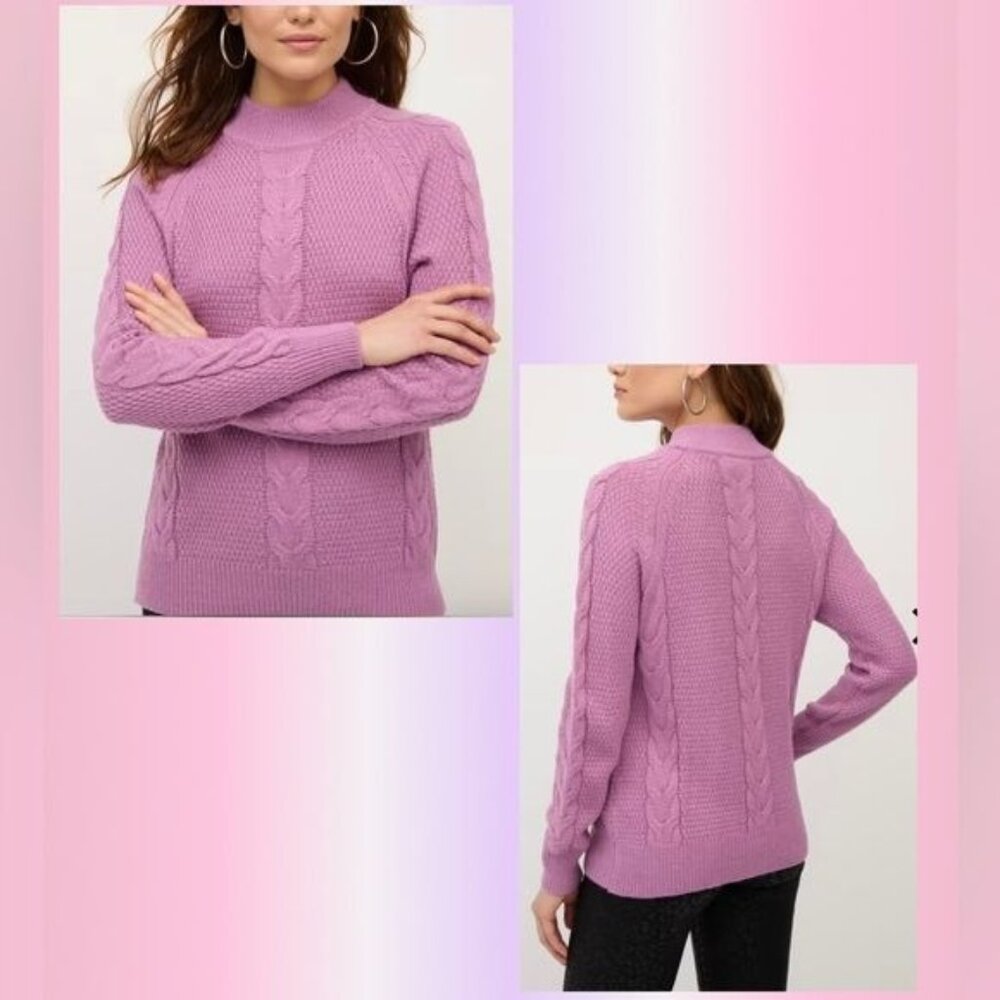 NEW YORK & COMPANY CABLE-KNIT MOCK NECK PULLOVER SWEATER XXL (#6661)